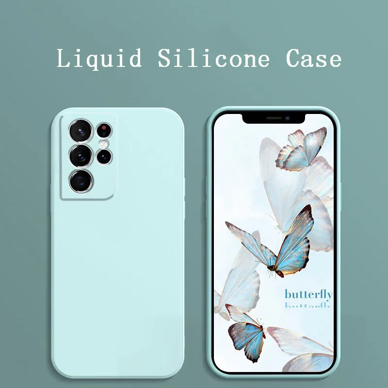 

Square Liquid Silicone Case For Samsung Galaxy S22 Plus S22 UItra S21 Ultra Slim Matte Soft Cover