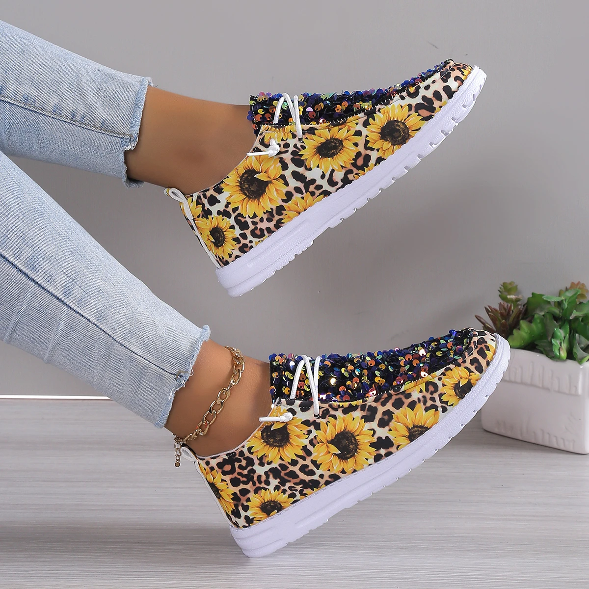 Женские Повседневные Парусиновые Лоферы На Плоском Каблуке Удобная Уличная