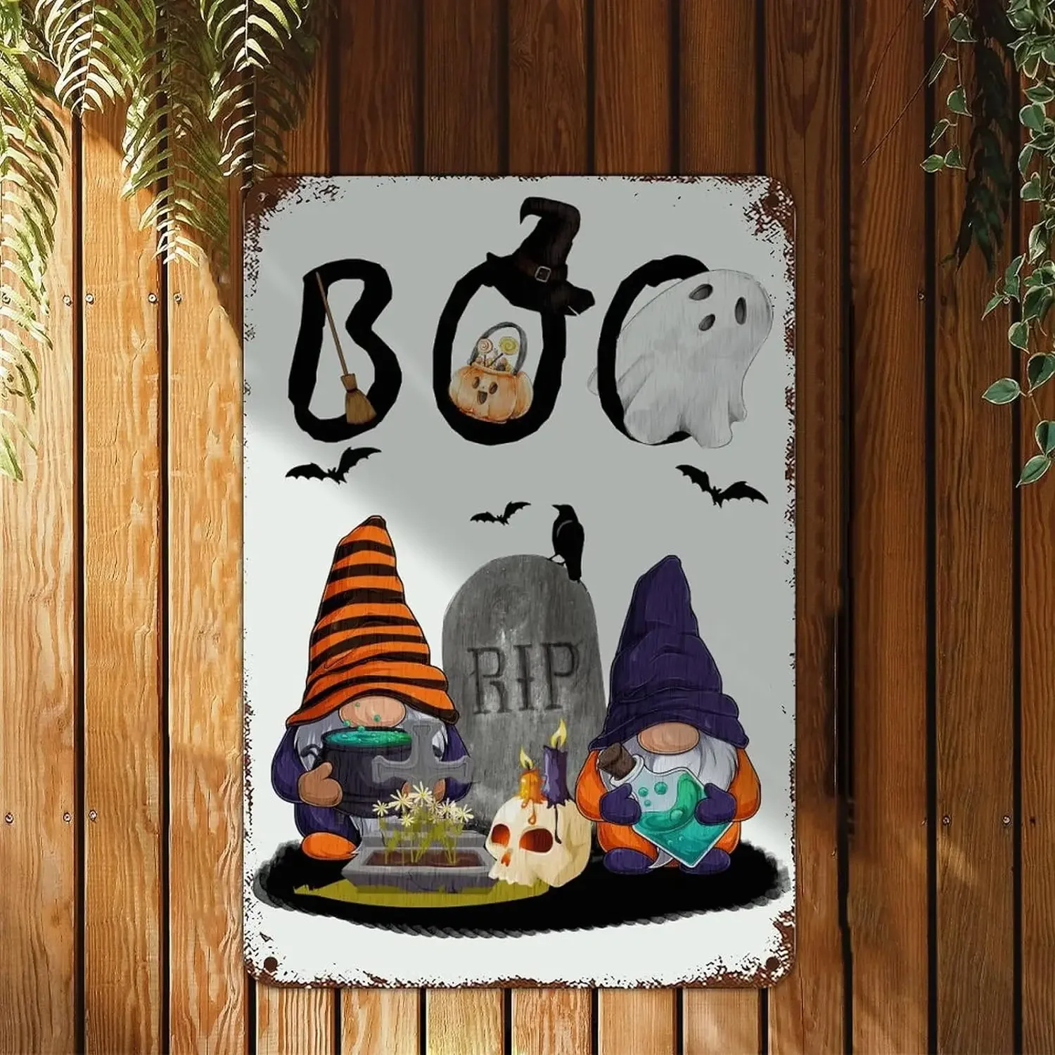 Хэллоуин гномы вывески тыква страшный жуткий призрак кладбище алюминиевый