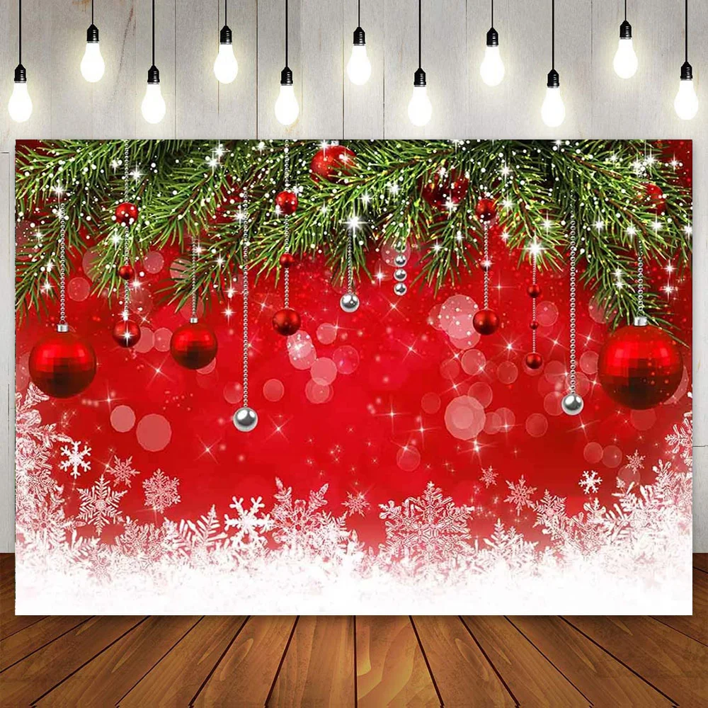 Red White Snowflake Christmas Backdrop for Kids Family Party Wall Decoration Xmas Photography Background New Year Eve Photoshoot