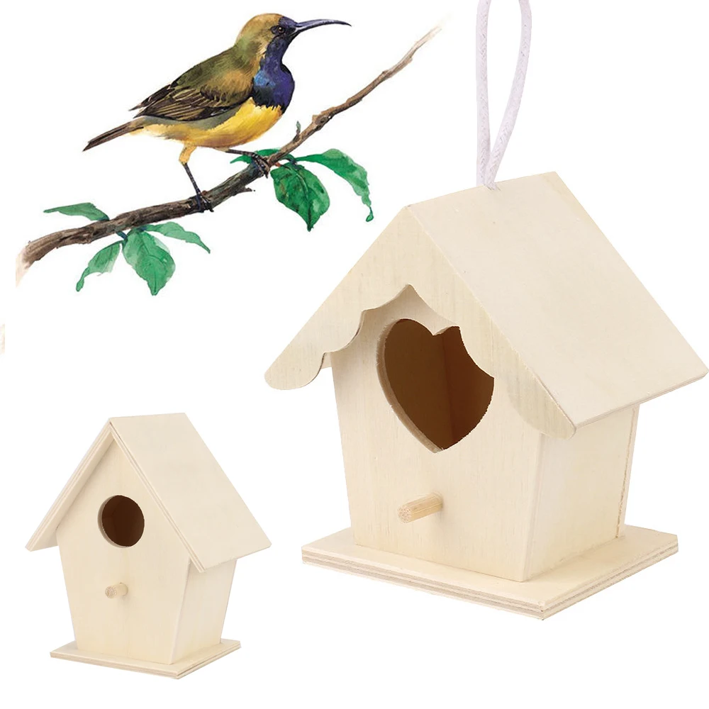 Деревянная подвесная клетка для птиц, коробка для скворечника украшения для сада и гнездо для попугая