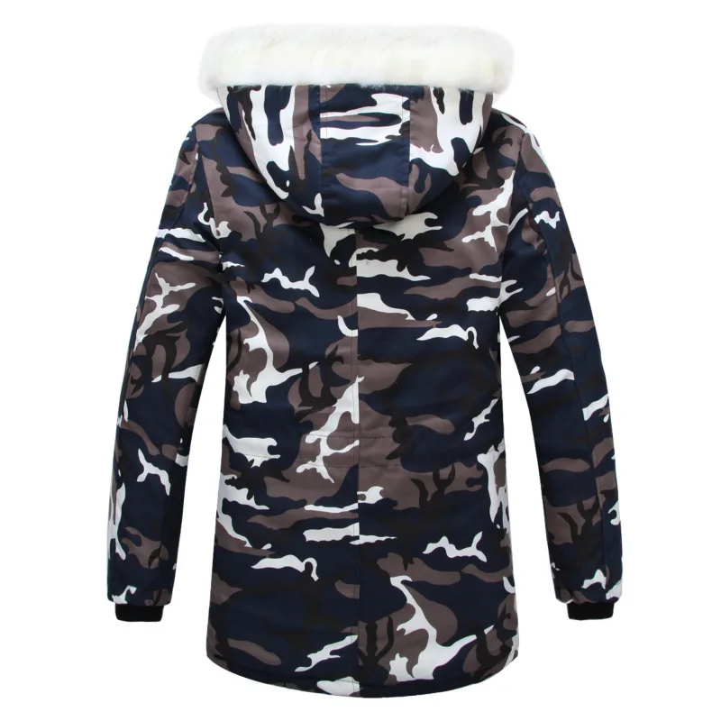 Autumn Winter Long Jacket Couples Camouflage Big Fur Collar Cotton Jackets Men Women Coat Thickened Multi-color Fashion Warm