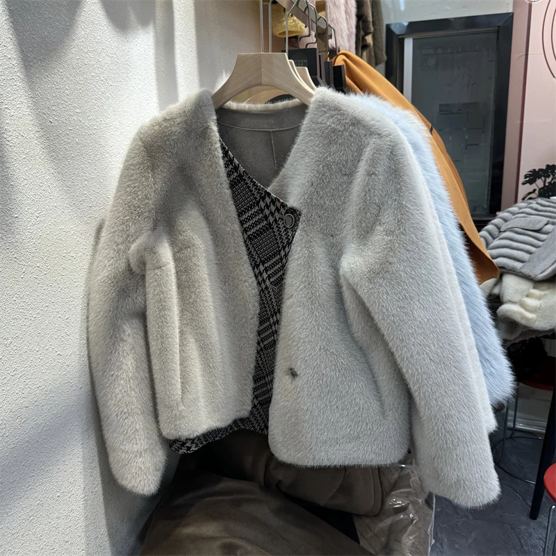 Осень-зима 2024 новая корейская утолщенная двухсекционная свободная меховая