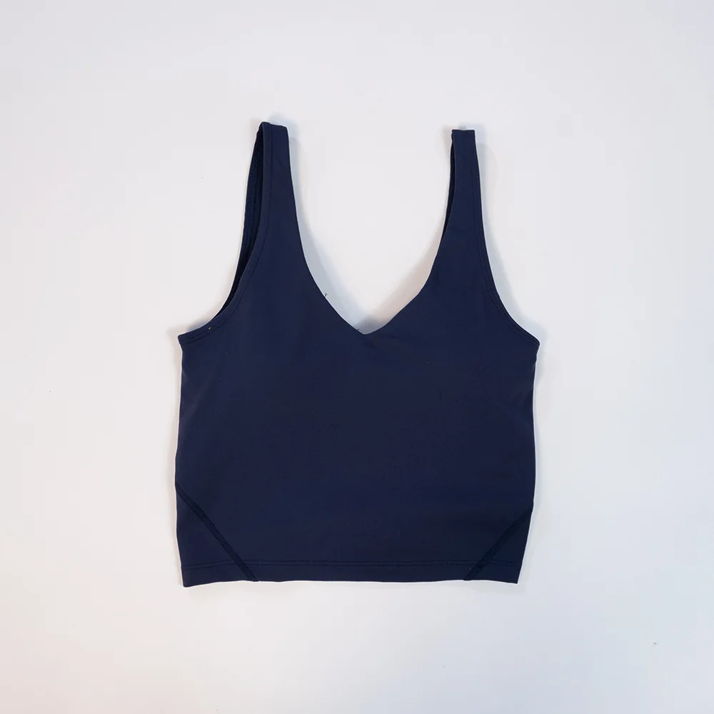 Solid Color U-shape Halter Luluwomen Fitness Bra Soft Sport Tank Top Gym Yoga Vest Comprehensive Training Removable Chest Pad