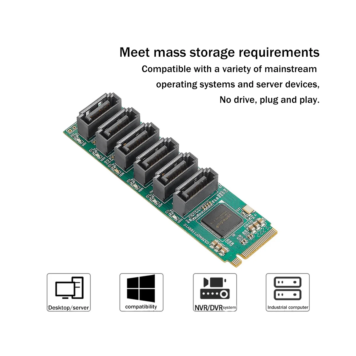 M.2 to 6 Port SATA3.0 6G Expansion Card M Key NVME Expansion Card NAS Hard Drive Expansion Transfer images - 6