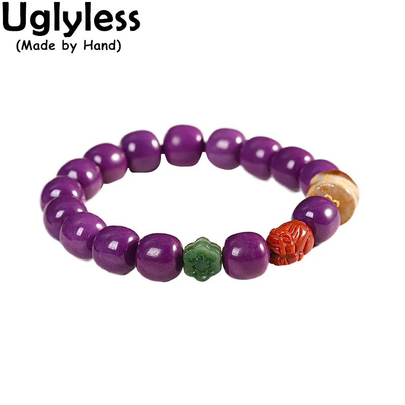 

Uglyless Natural Purple Gemstones Bracelets for Women Noble Purple MICA Bracelet Agate Jasper Jewelry 925 Sterling Silver Bijoux