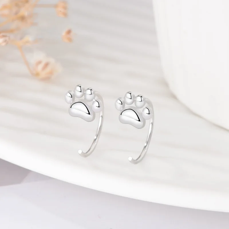 KOFSAC orecchini in argento Sterling 925 ipoallergenico con zampa di gatto orecchini con gancio per l'orecchio carino moda gioielli da donna femminili regalo per ragazza dolce