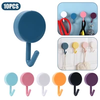 10pcs self adhesive wall hook strong without drilling coat bag bathroom door kitchen towel hanger hooks home storage accessories