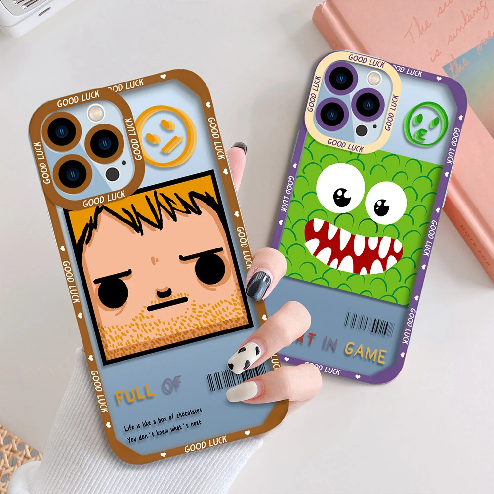 

Funny Face Phone Cases For IPhone 13 12 Mini 11 Pro Max XS X XR 7 8 Plus SE 2020 2022 Transparent Soft TPU Cartoon Shell