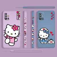 gift hello kitty girl cute for samsung galaxy a73 a53 a33 a52 a32 a22 a71 a51 a21s a03s a50 5g liquid left rope phone case cover