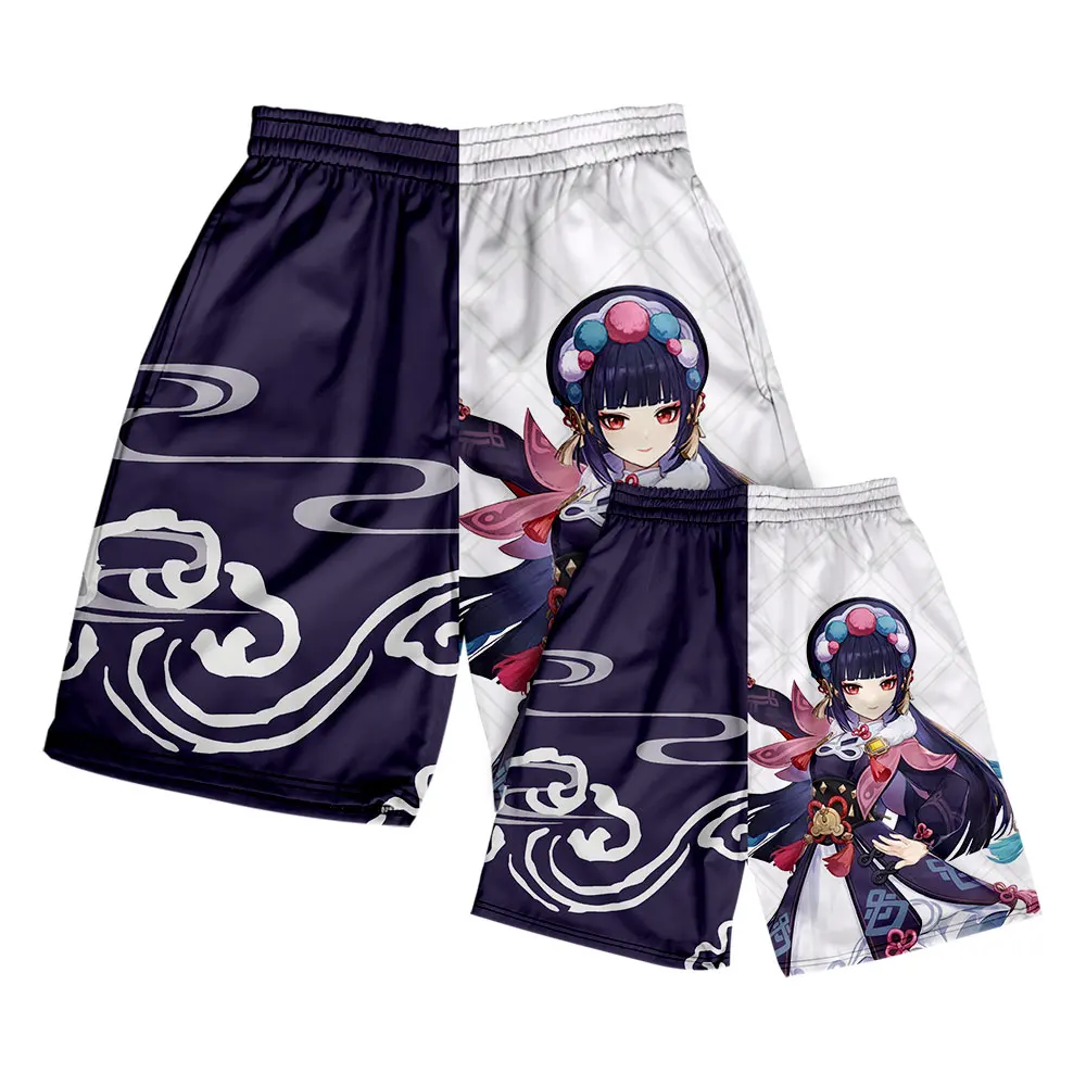 Genshin Impact Print 2022 Summer Hawaii Anime Hip Hop Beach Swimwear Surffing Casual Shorts Elastic Waist Quick Dry Men Pants