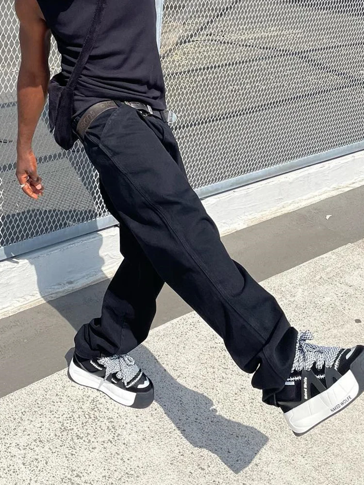 Vintage Baggy Jeans Men Y2K Fashion Loose Fit Cotton Cowboy Trousers Pantalones Homme 90s Distressed Retro Straight Denim Pants