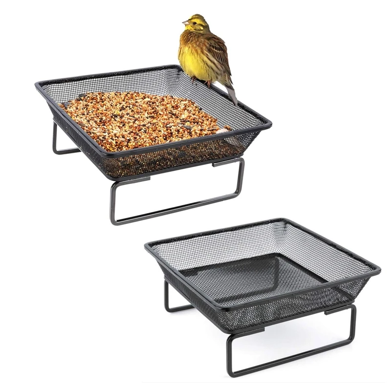 

2022 New Ground Bird Feeder Tray Platform Metal Mesh Seed Trays Feeders for Outdoor