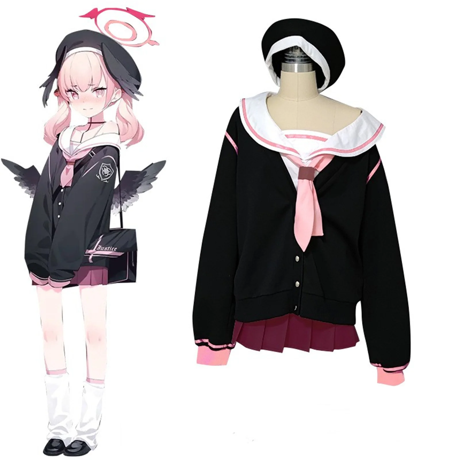 

Game Blue Archive Shimoe Koharu Cosplay Costume Tops Skirt Outfit Carnival Halloween ComiCon Women Uniform Suit