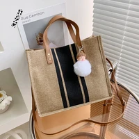 simple fashion large capacity handbag for ladies vintage striped tote for female portable ol business briefcase korean style