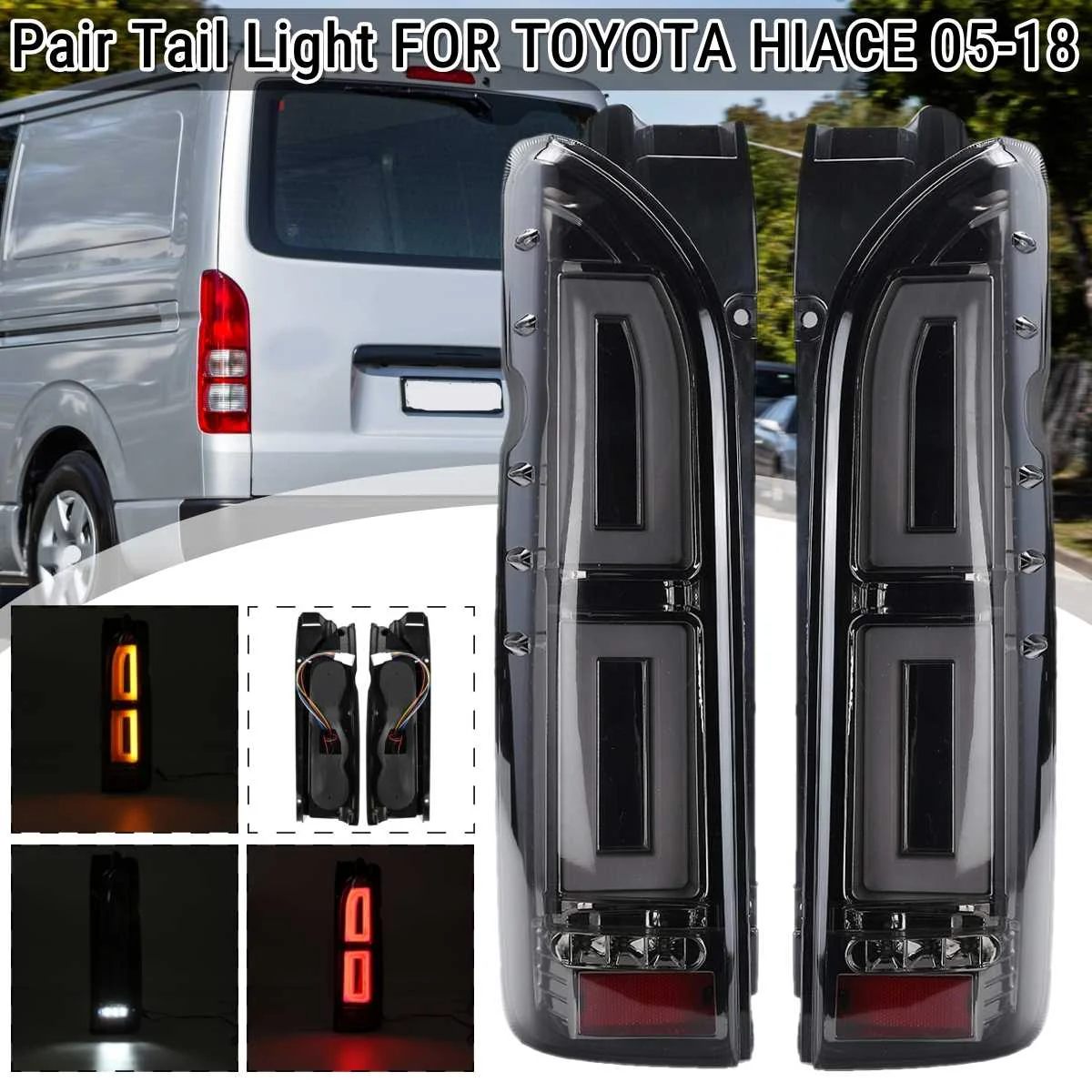

2PCS LED Dynamic Car Rear Tail Light Brake Turn Signal Lamp Taillight Rear Lights For Toyota Hiace 2005-2018
