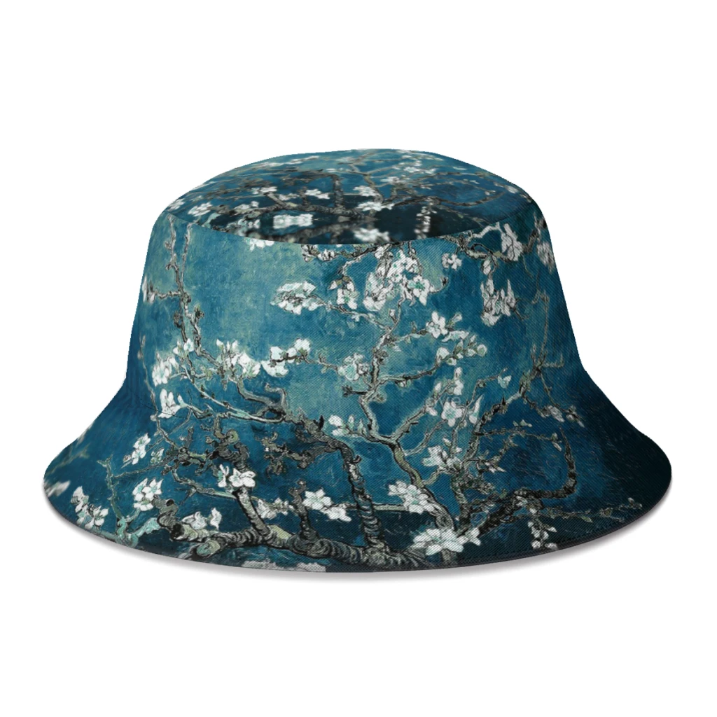 

Summer Unisex Bucket Hat Van Gogh Almond Blossoms Dark Teal Women Men Fishing Fisherman Hat Autumn Beach Panama Cap for Bob