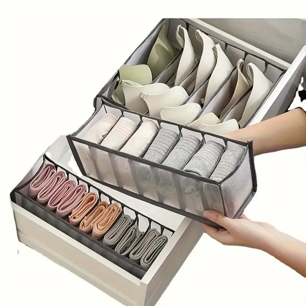 1 Шт. Прозрачная Сетчатая Коробка Для Хранения Нижнего Белья Складной