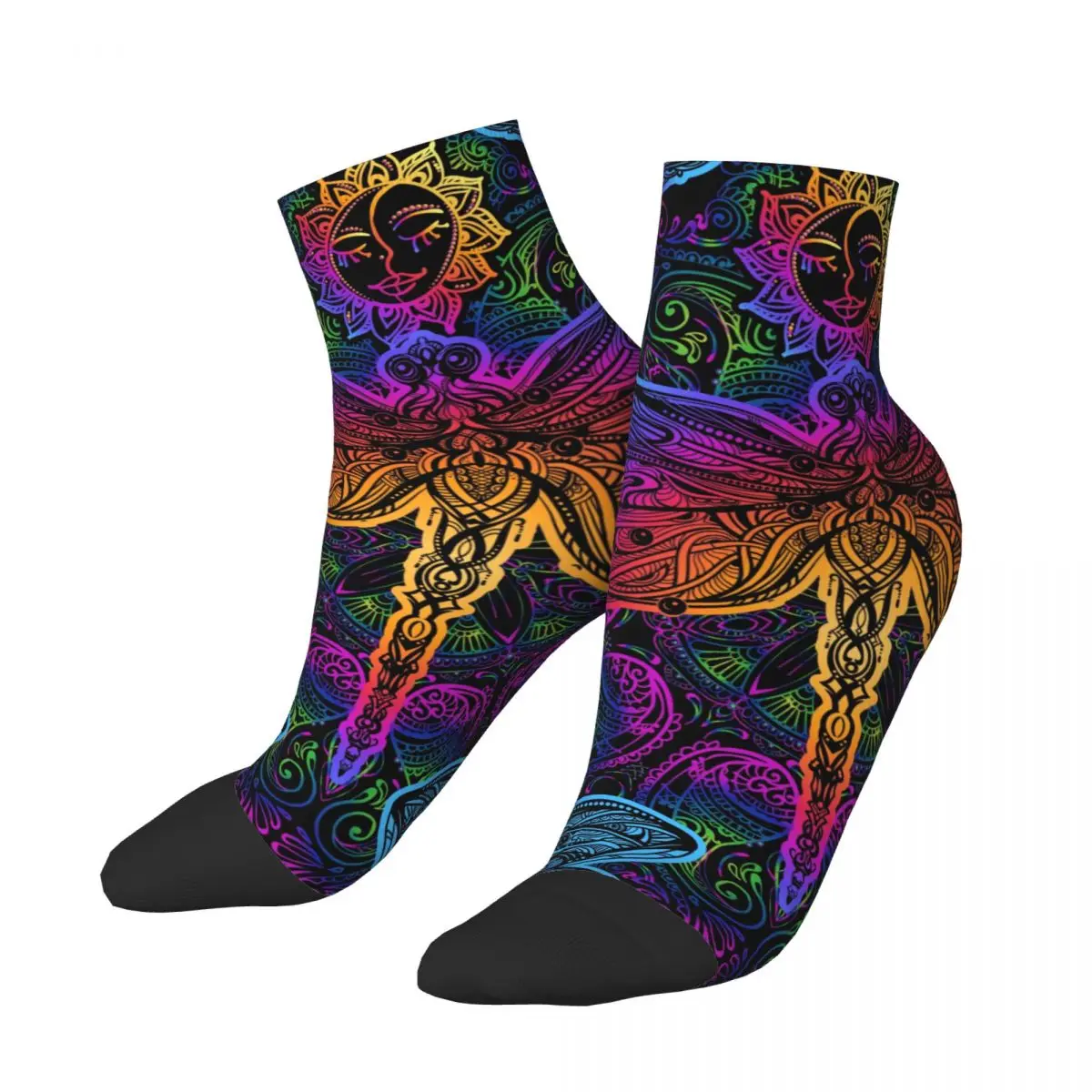 

Mandalas Paisley Dragonfly Sun Pattern Socks Short Unique Casual Breatheable Adult Ankle Socks