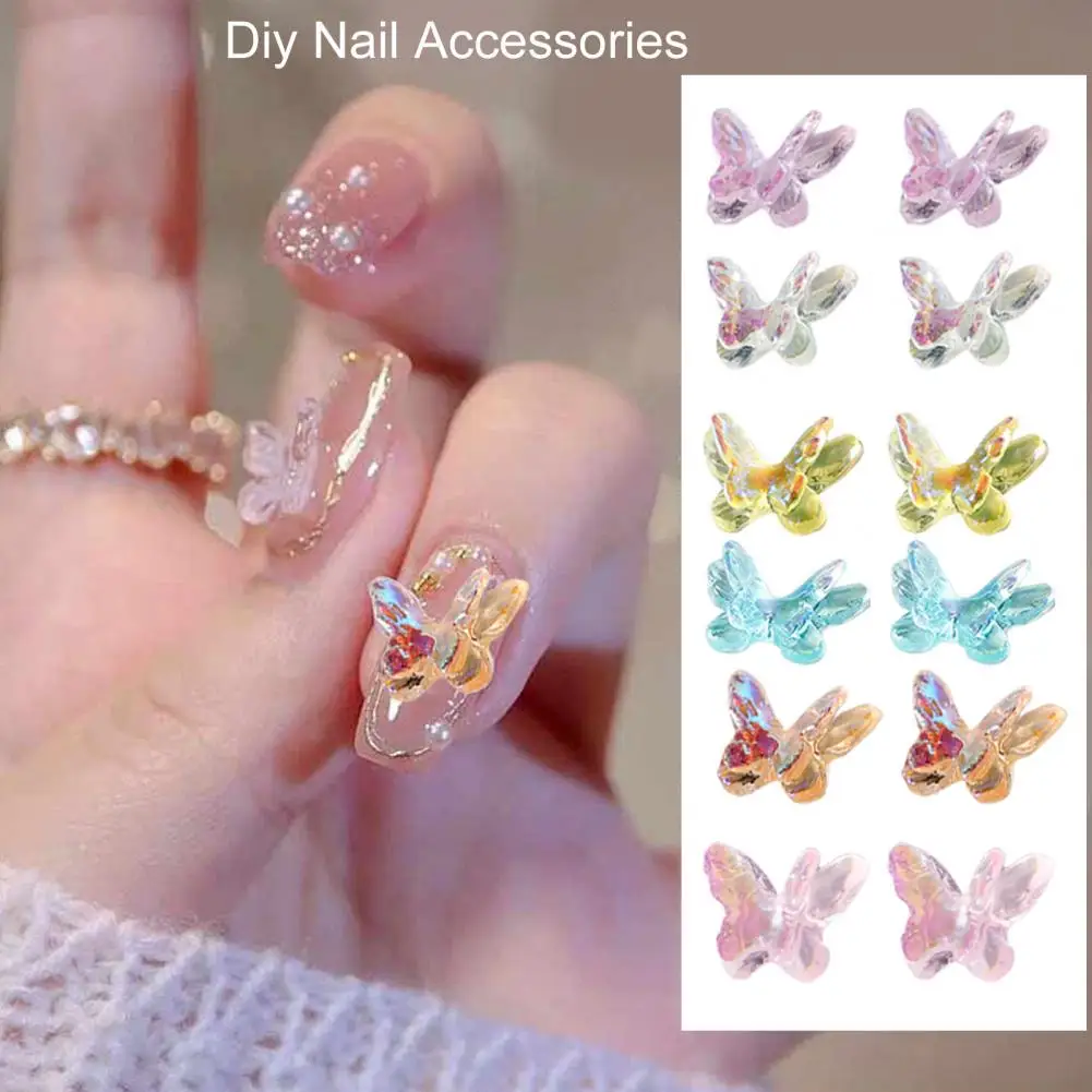 

1 Bag Butterfly Nail Decor Stunning Visual Effect Non-Fading 3D Butterfly Nail Art Ornament Manicure Jewelry Nail Supplies