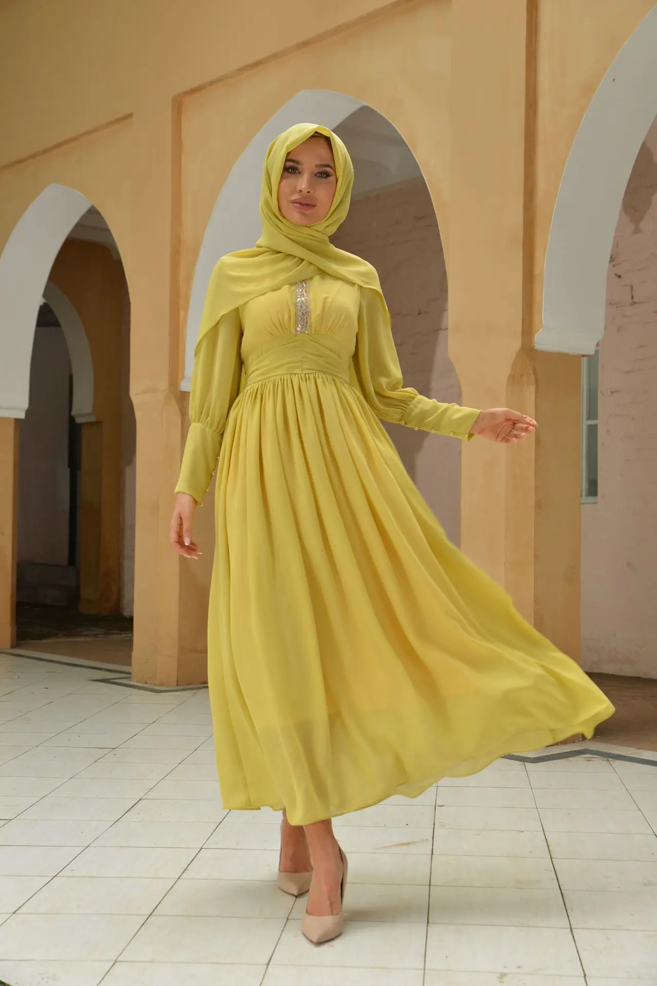 New High-quality Chiffon Middle East Mslalb Fashion Muslim Hijab Dress Robes Islamic Clothing for Women Vestidos Largos Kaftan