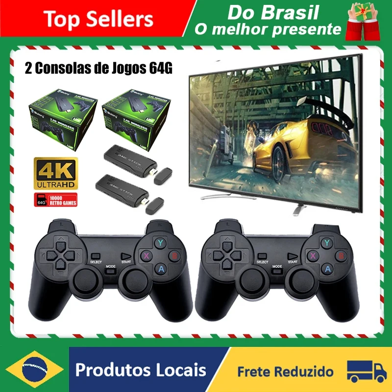 

Video Game Console 2.4G Double Wireless Controller Game Stick 4K 10000 Games 64GB Retro Games For PS1/GBA New Year's Day Gift