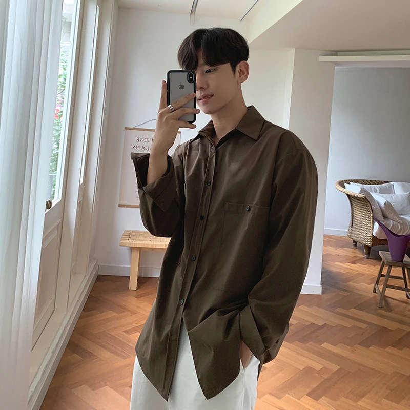 

2022 Long-sleeved Shirts Men Korean Style Fashion Comfortable Blouses Casual Loose Handsome Streetwear Japan Chic Shirt W76
