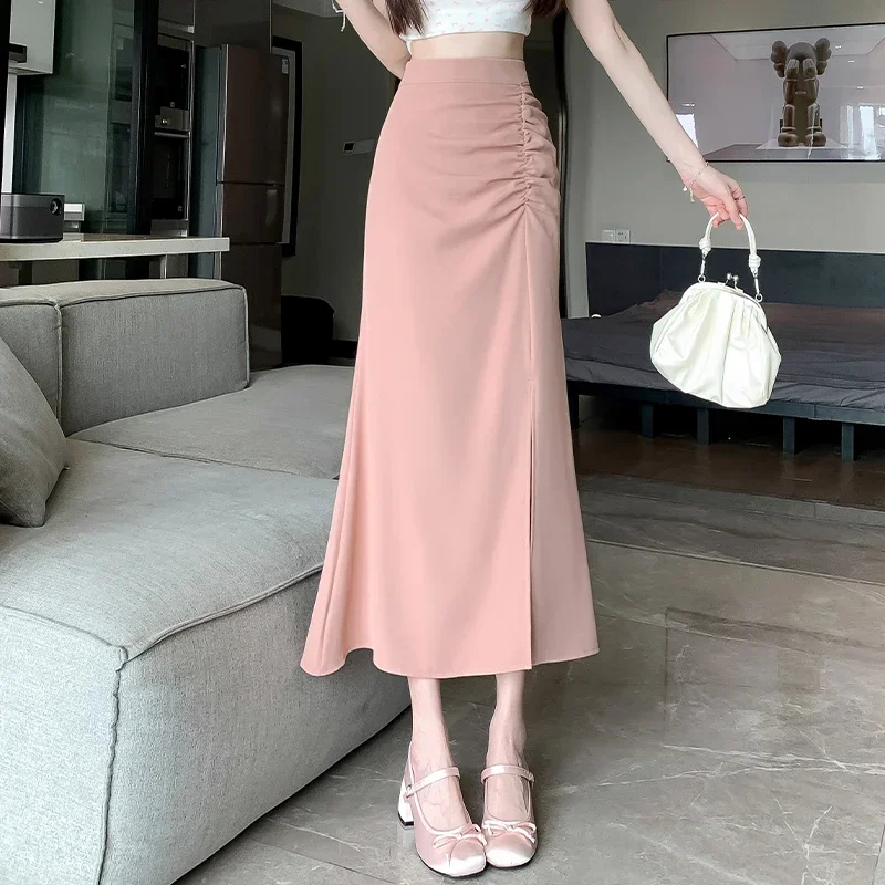 Юбка женская офисная длинная со складками