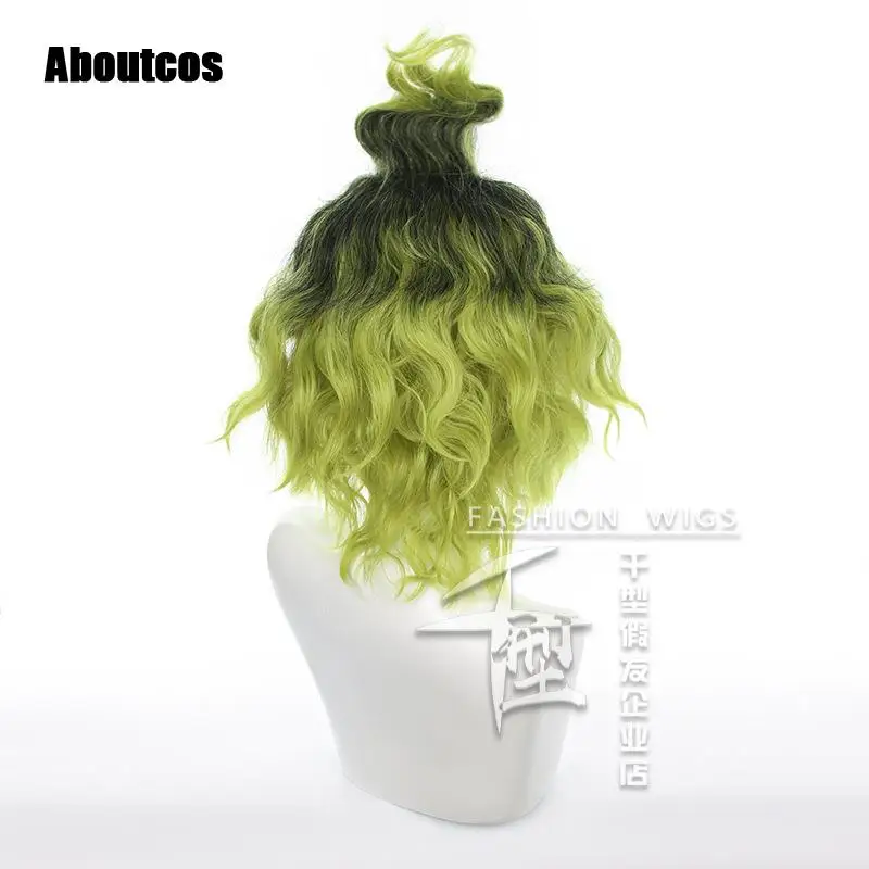 Парик для косплея истребителя демонов Gyuutarou черные зеленые волосы клоун Мужской