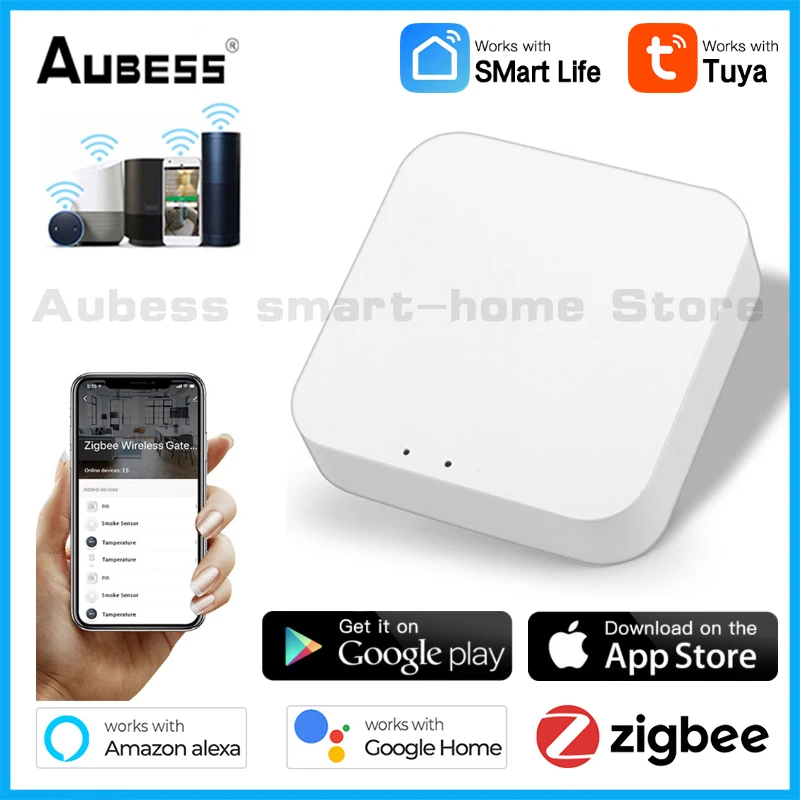 

Aubess Smart Home Multi-mode Gateway HUB Tuya APP Wireless Remote Control Bluetooth ZigBee Protocol Bridge Alexa Google Home
