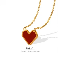 gd fashion romantic love red heart pendant necklace stainless steel tarnish free choker necklace jewelry for women gift party