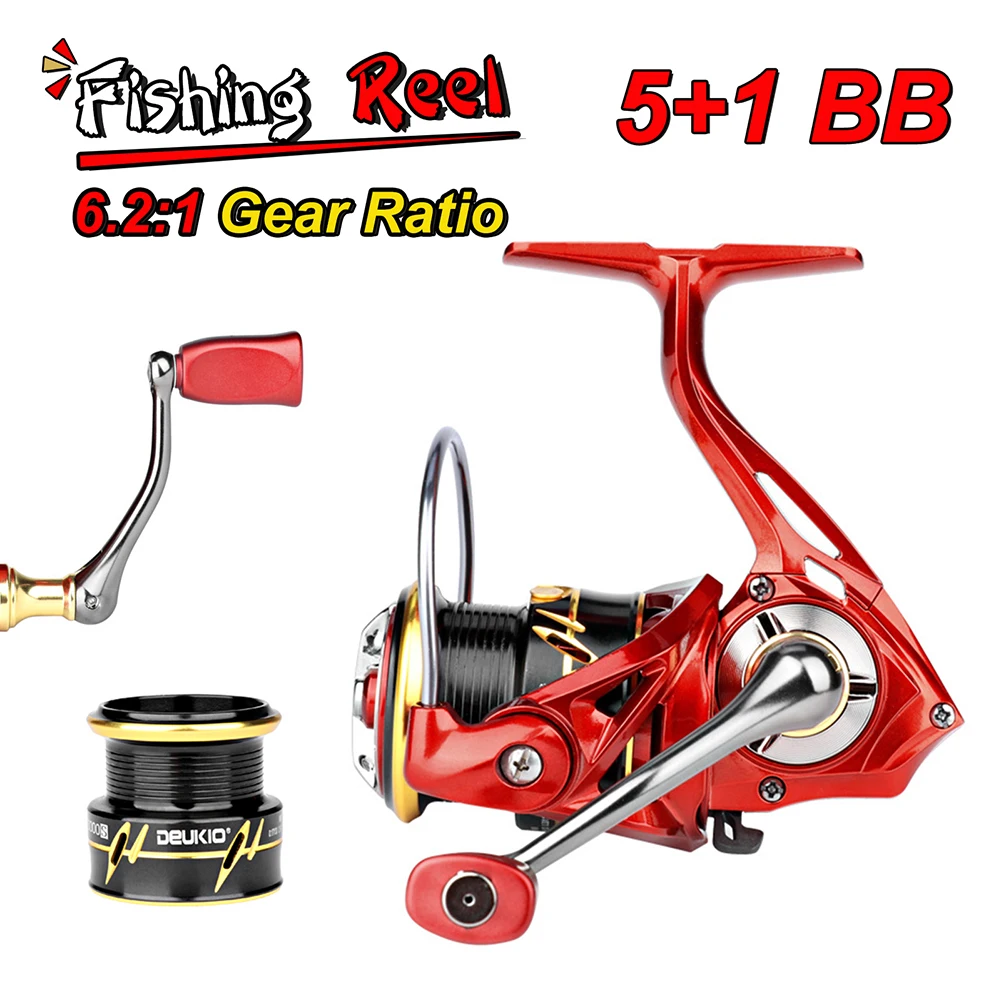 

Fishing Reel 5+1BB 6.2:1 high speed Spinning Reel Max Drag 6kg Metal Spool Freshwater Saltwater Tackle Carp Fishing Accessories