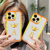 funny gold crown queen letter phone case for 14 pro 14 pro max iphone 11 12 13 mini pro max case shell