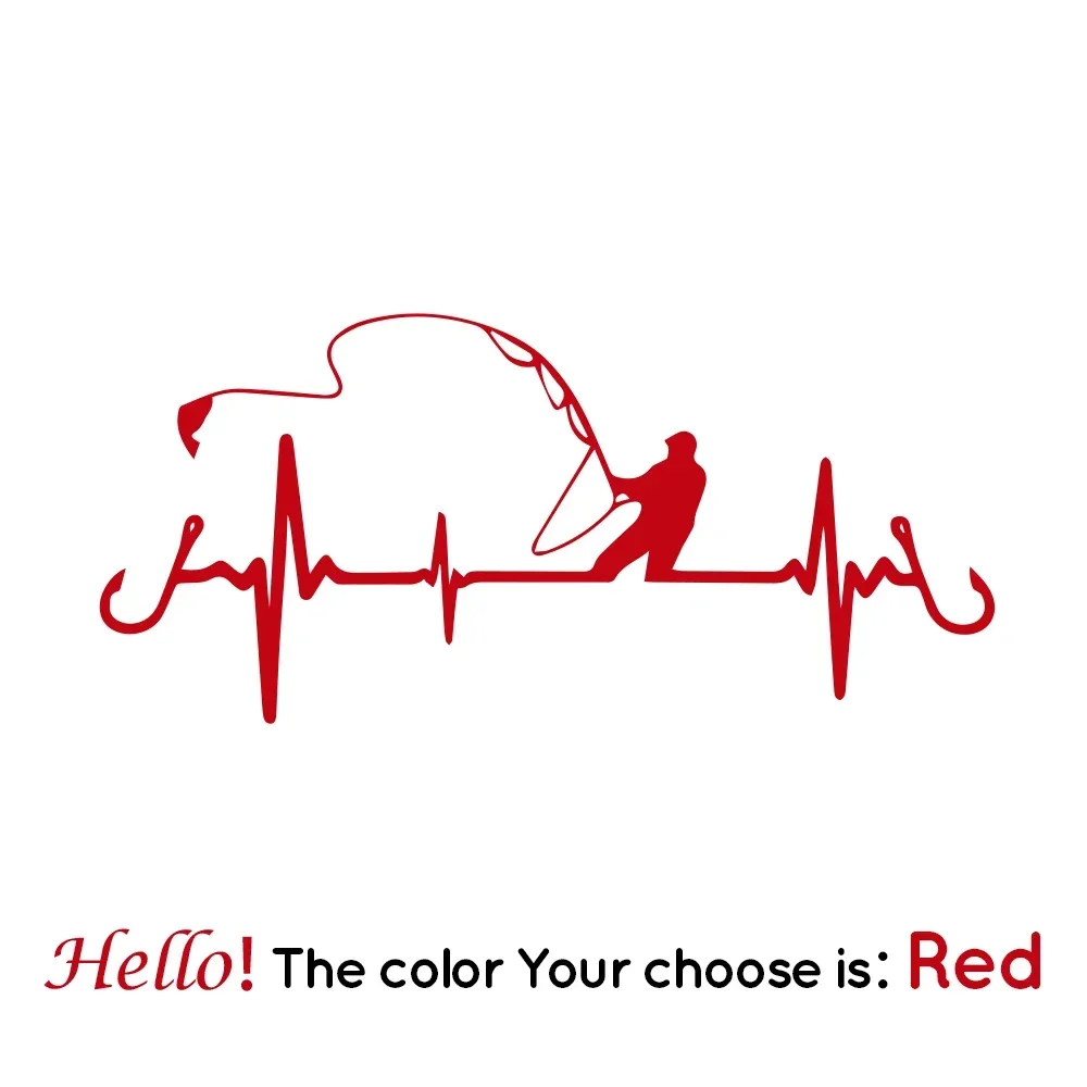 

Автомобильная наклейка, декоративные наклейки с изображением сердцебиения и рыбалки для автомобиля, фотоэлемент мотоцикла, 16,7 см * 7,7 см