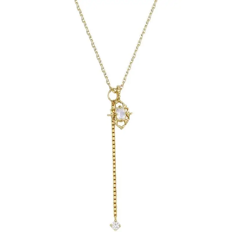 

[Small Snowflake] Fashionable, Elegant and Exquisite S925 Silver Moonstone Ice Crystal Necklace for Women