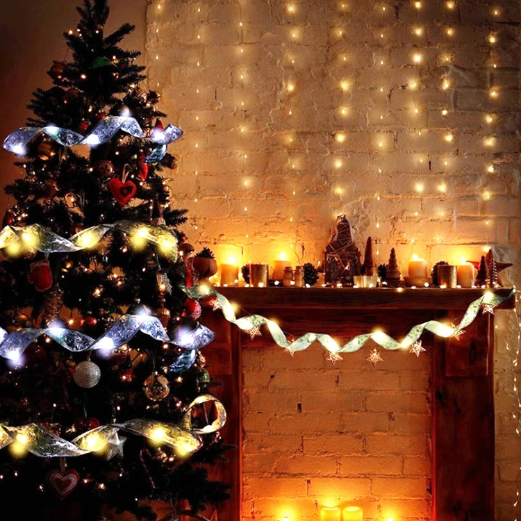 

5M LED Light Double Ribbon String Lights Glowing Ribbon Ornament Christmas Tree Christmas Decoration Navidad Natal New Year 2023