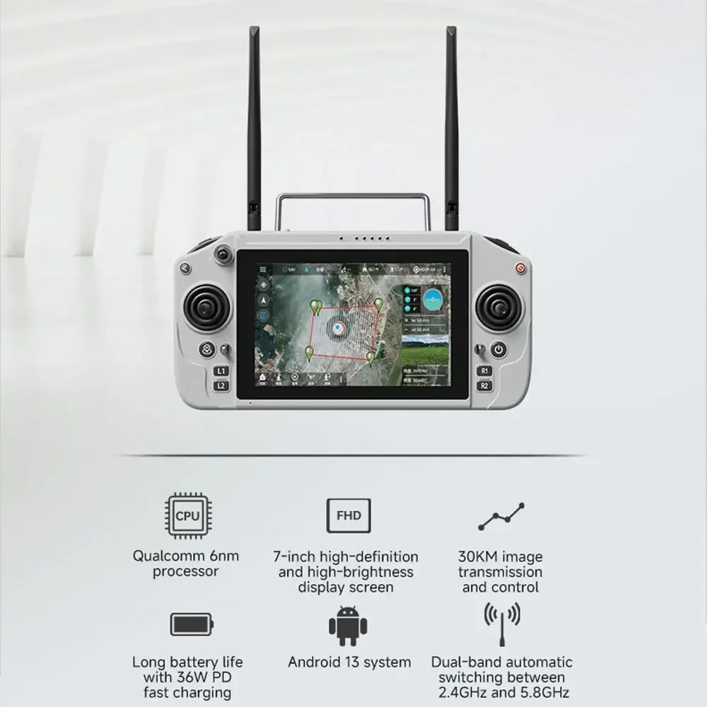 Фото Пульт дистанционного управления Skydroid G20 с процессором 6 нм, двухдиапазонный 7-дюймовый дисплей высокой четкости 2,4 ГГц/5,8 ГГц, передача изображения 30 км №2