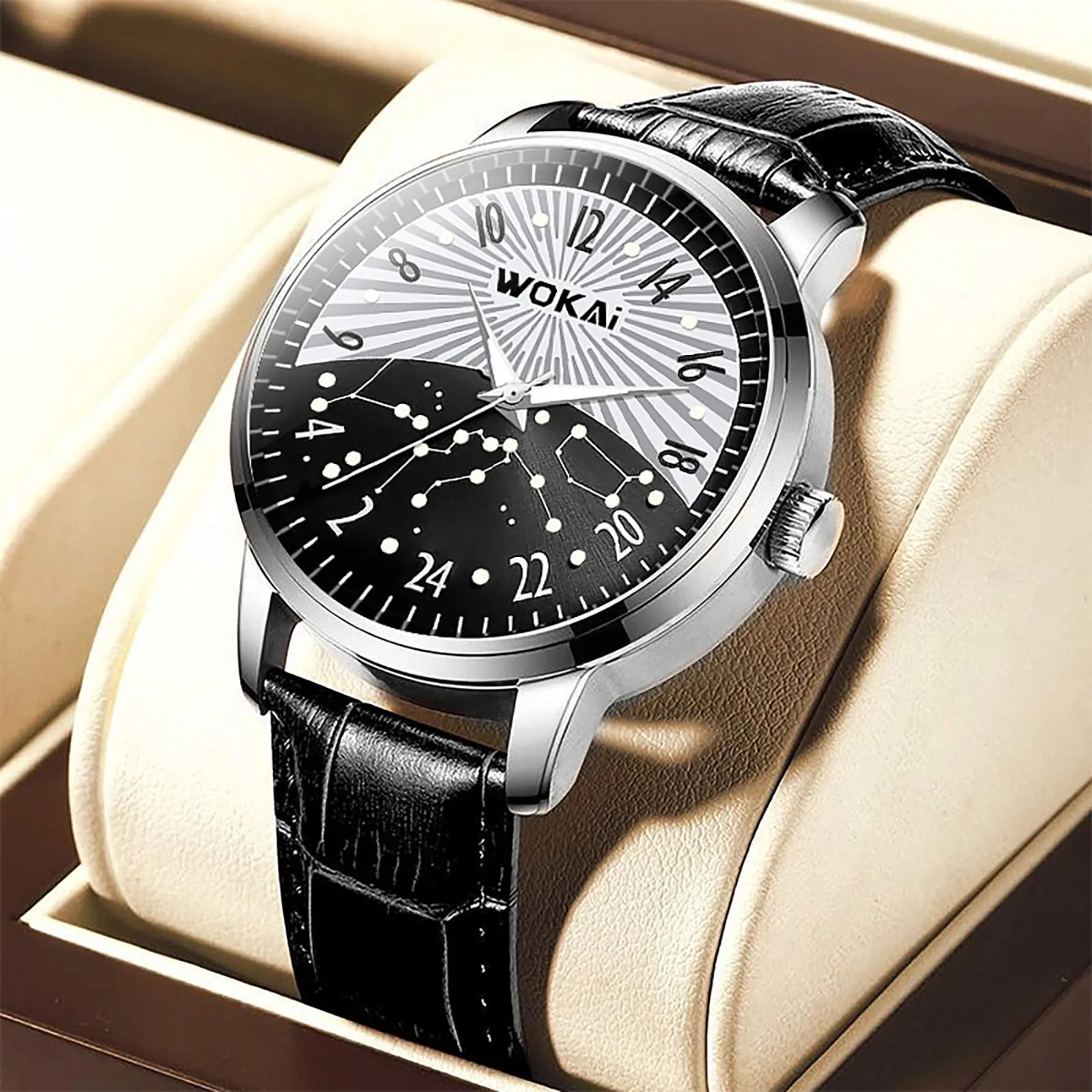 

24-hour System Day And Night Dial Men Watches 2022 New Fashion Leather Waterproof Luminous Top Brand Luxury Quartz Masculino+box