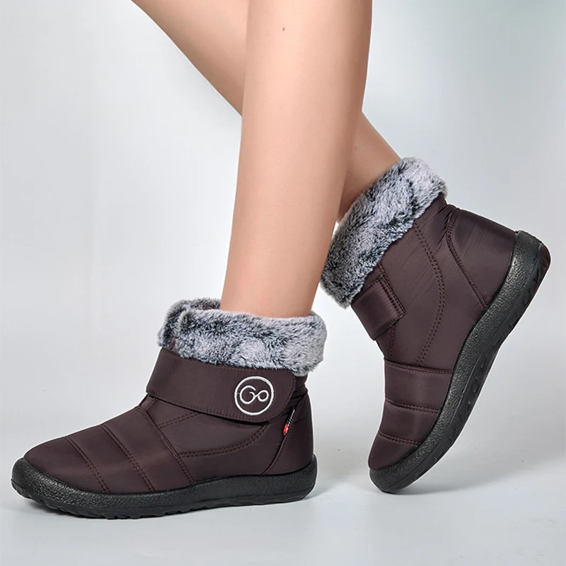 Women Plush Snow Boots Fashion Zipper Winter Booties Female Casual Waterproof Shoes Comfortable Fur Solid Warm Thicken Footwear