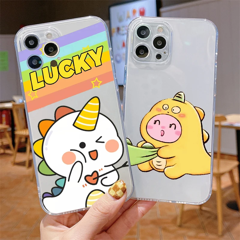 

Couple Dinosaur Phone Cases For iPhone 11 12 Pro MAX 6 6S 7 8 Plus X XS XR 12 13 Mini SE 2020 Black Soft Back Funda Coque