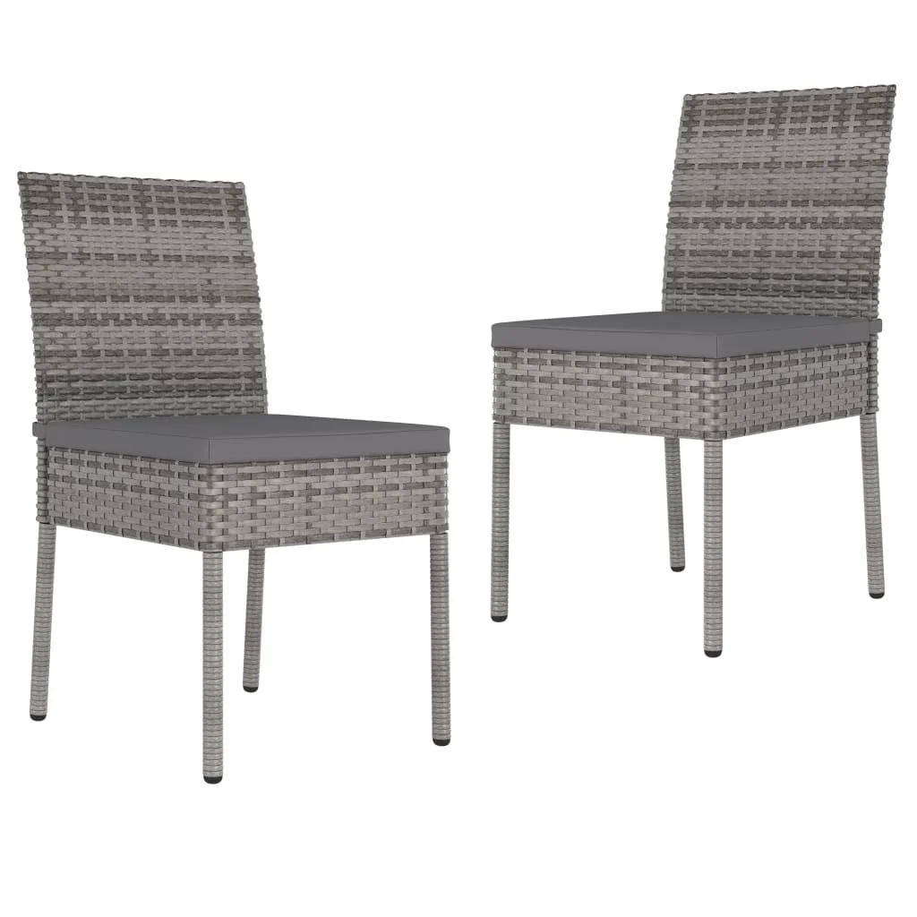 

Outdoor Patio Dining Chairs Deck Porch Outside Furniture Set Garden Lounge Decor 2 pcs Poly Rattan Gray