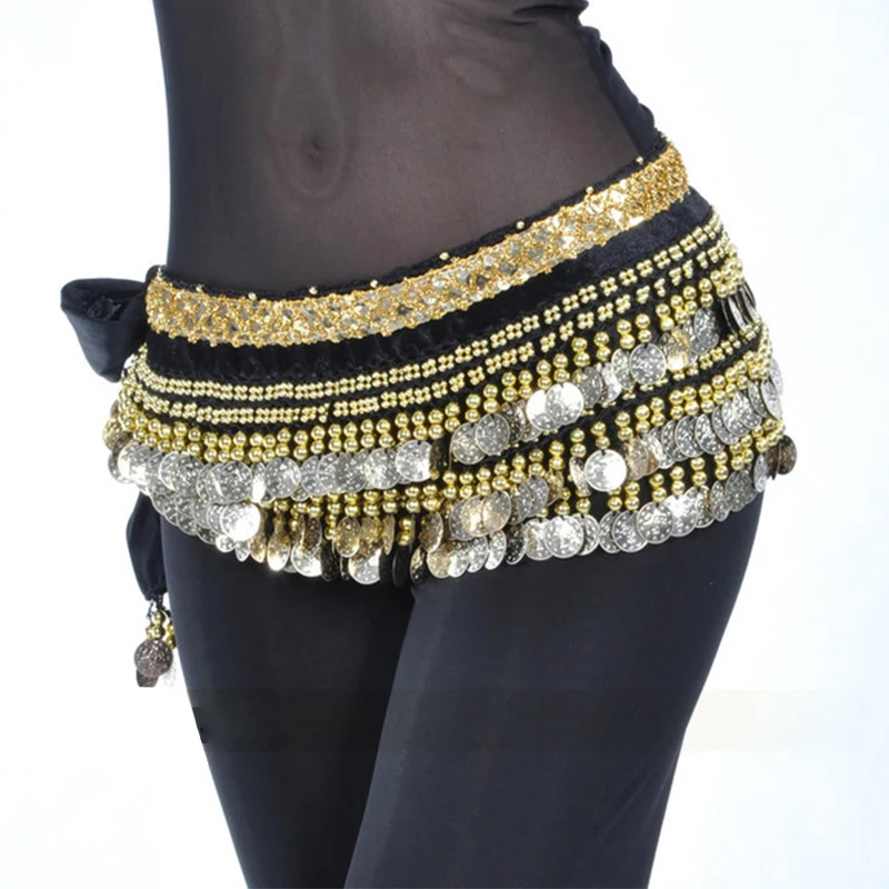 

Женский костюм для танца живота, пояс для индийского танца, с цепочкой на талию и золотыми монетами 2023, 10 цветов, 248