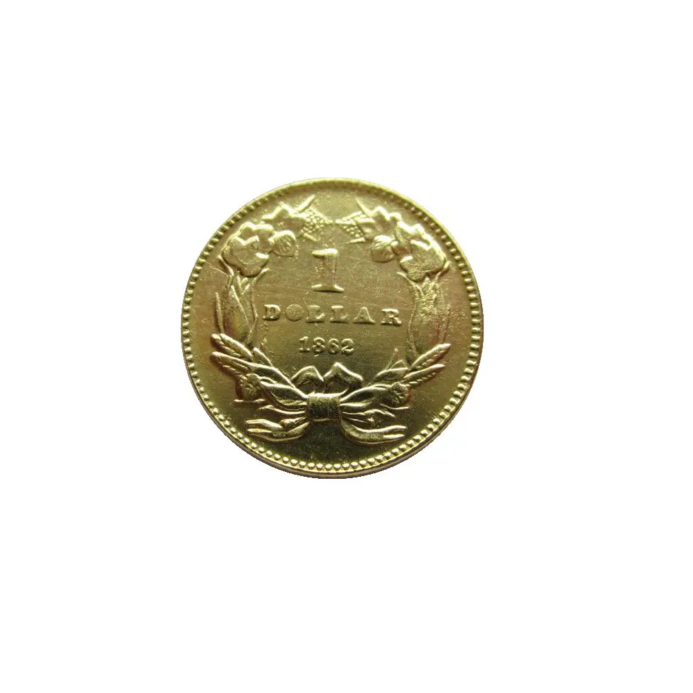 

1862 $1 позолоченная копия монеты с большой головой индийской принцессы
