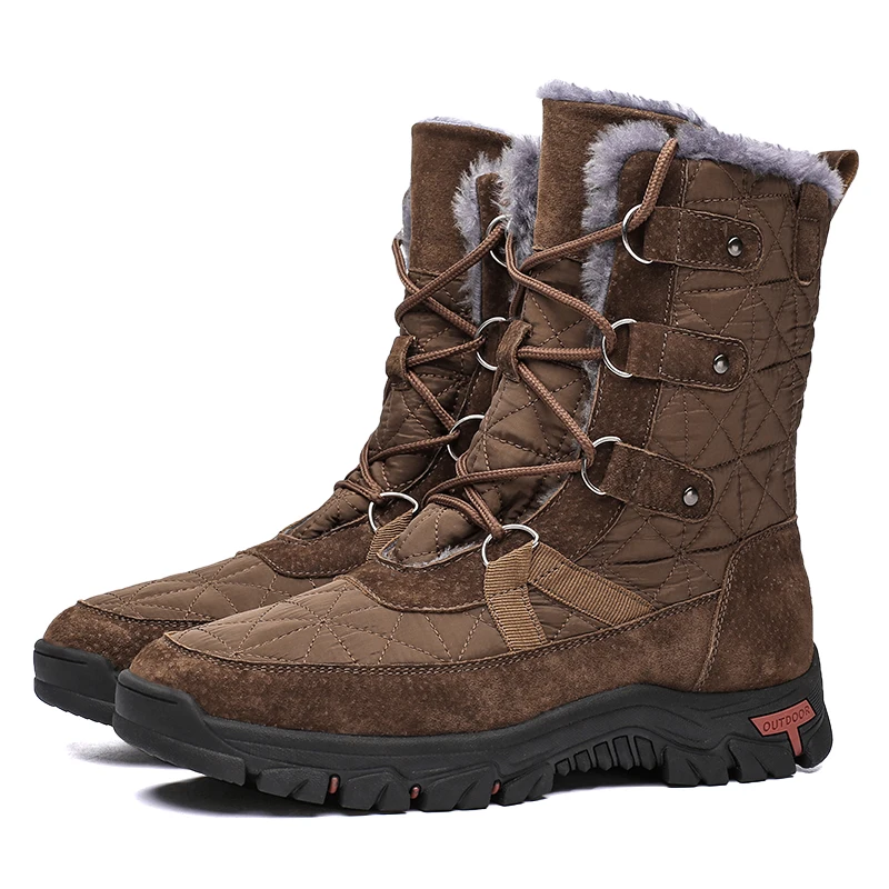 

Large Size Winter Warm Plush Snow Boots Men Lace Up Casual High Top Men Boots Waterproof Anti-Slip Ankle Boots Motorcycle Boots