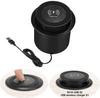new furniture embedded 10w fast wireless charger with pop up dual built in usb a output charging