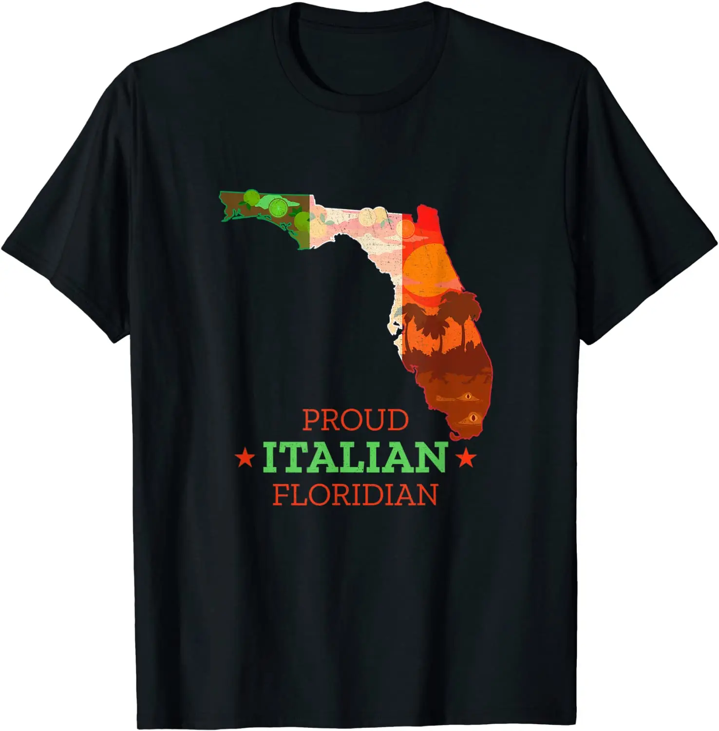 

Proud Italian Floridian - Florida Map and Italy Flag T-Shirt