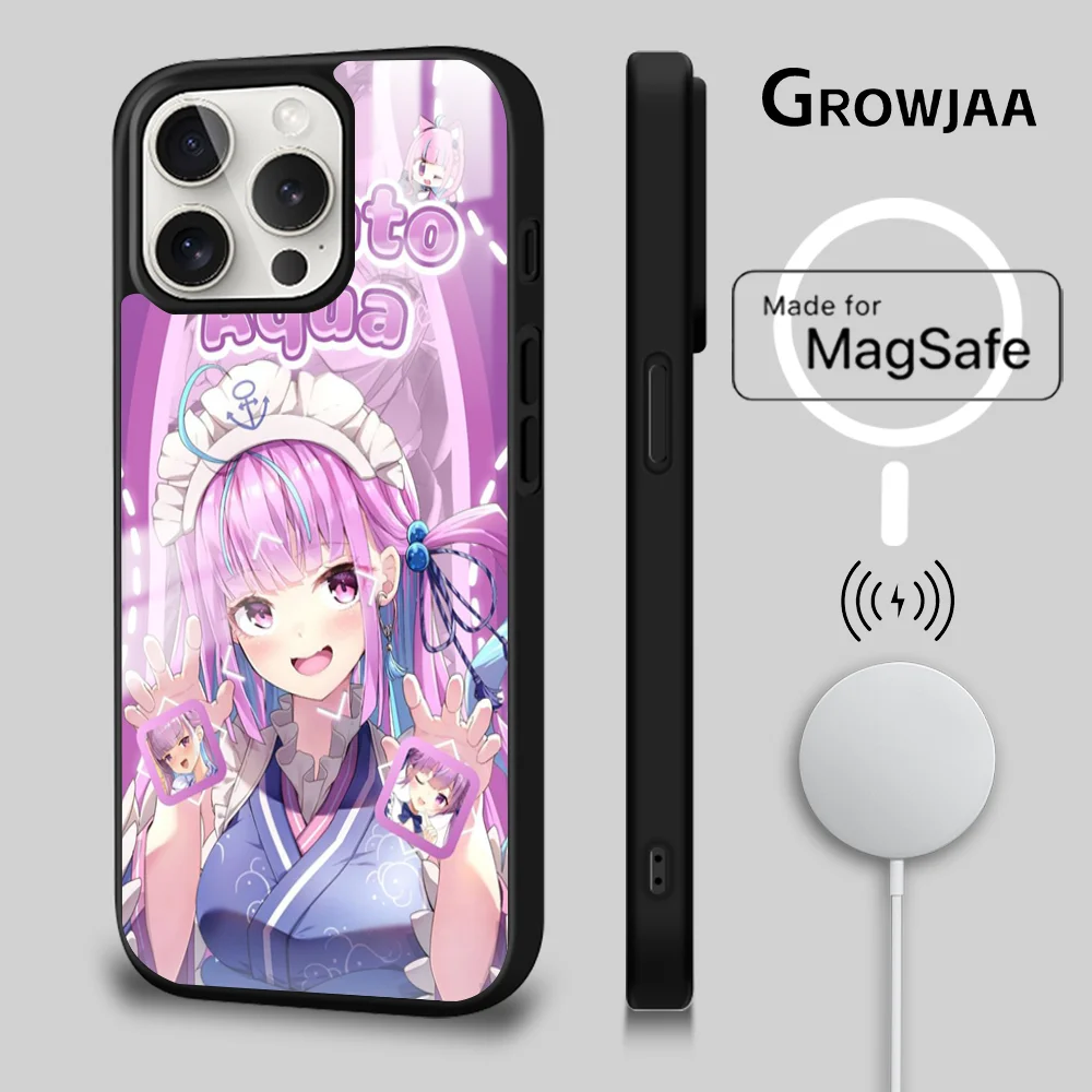 H-Hololive M-Minato A-Aqua Phone Case For iPhone 16 15 14 13 12 11 Pro Max Plus Mini Magsafe Mirror Wireless Magnetic Cover