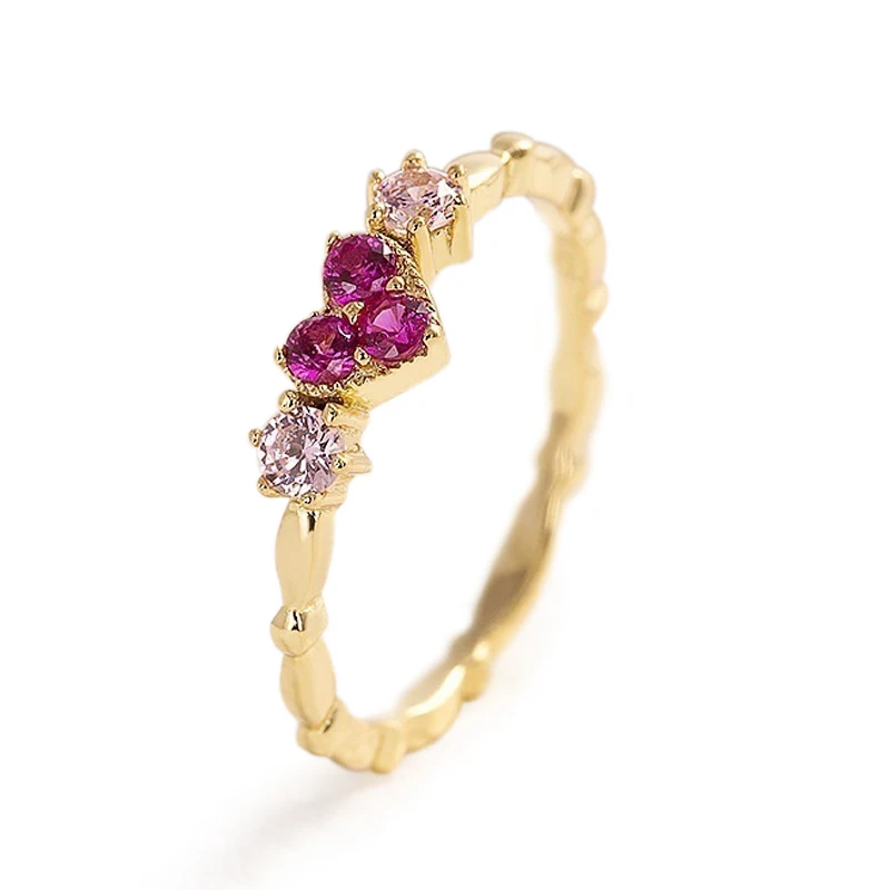 

Huitan Heart Ring Creative Design Women With Two-Tone Cubic Zircon Fashion Wedding Engagement Femme Jewelry 6-10
