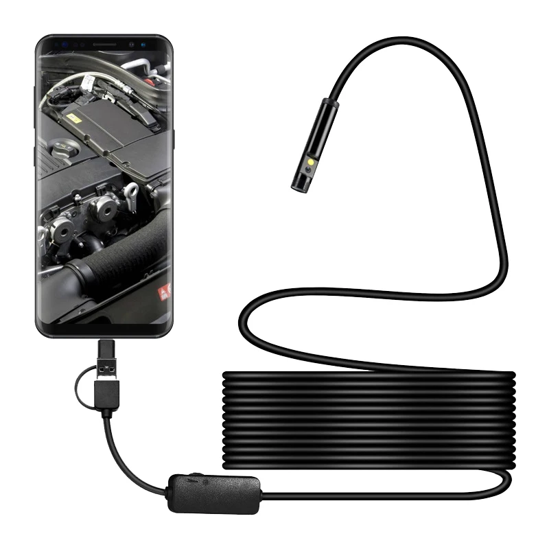 

USB Inspection Snake Camera 3 chip CMOS HD Endoscope Borescope Camera with Rigid 5 meters Cable