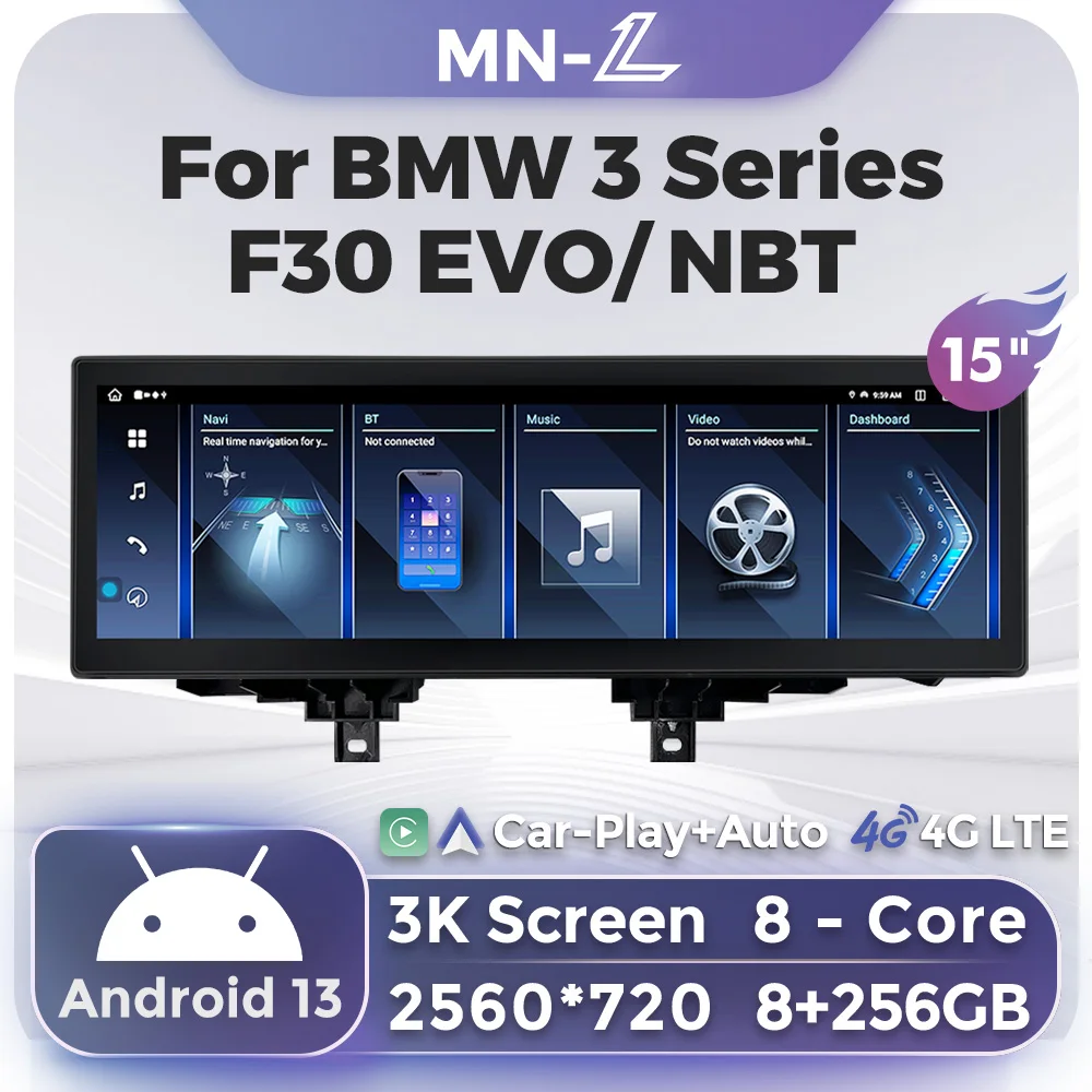 

15" 3K 8+256G Android 13 Car All in one For BMW 3 Series F30 NBT EVO System GPS Navi Player Wireless Carpaly Auto 360° panorama